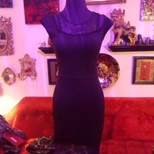 Black Sequin accent Off the shoulder Mini Dress